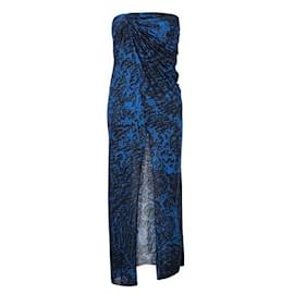 Helmut Lang-Helmut Lang Draped Printed Skirt-Blue
