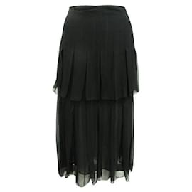 Oscar de la Renta-Oscar De La Renta Black Silk Skirt-Black