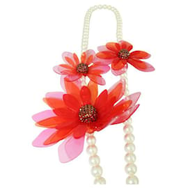 Lanvin-Lanvin Orange Necklace With Faux Pearls And Plastic Flowers-Orange