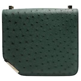 Bally-Bally The Corner Bag In Green Ostrich Leather-Green