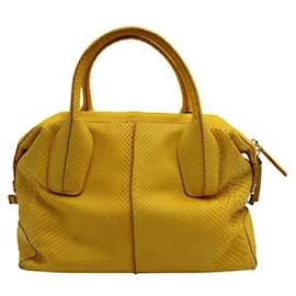 Tod's-Tod'S Yellow Python D-Styling Bauletto Bag-Yellow