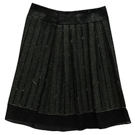 Autre Marque-CONTEMPORARY DESIGNER Dark Grey Woolen Pleated Skirt-Grey