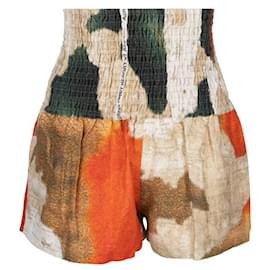 Acne-Acne Studios Pantalones cortos de lino con estampado de pared Natural Supreme de Acne Studios-Multicolor