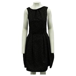 Autre Marque-CONTEMPORARY DESIGNER Black Dress with White Dots-Black