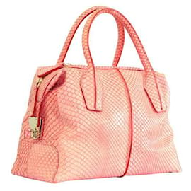 Tod's-TOD'S Pink Snakeskin D-Styling Piccolo Bauletto Bag-Other