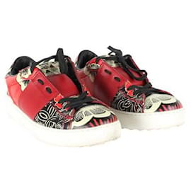 Valentino-VALENTINO Rote bedruckte Sneakers-Rot