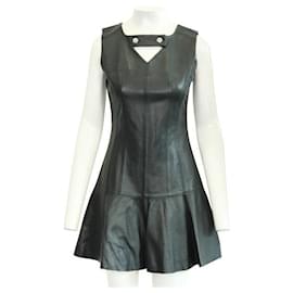 Autre Marque-CONTEMPORARY DESIGNER Lamb Leather Mini Dress-Black