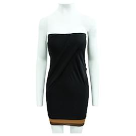 Donna Karan-Donna Karan Schwarzes elastisches Kleid-Bronze