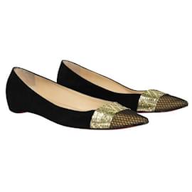 Christian Louboutin-CHRISTIAN LOUBOUTIN Pointed Suede Flats-Black