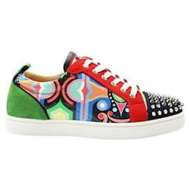 Christian Louboutin-Christian Louboutin Sneakers basse in vernice stampata multicolore e pelle scamosciata-Multicolore