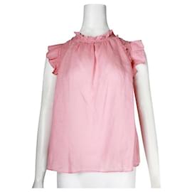Roseanna-Meeresrosafarbene, ärmellose Bluse mit Rüschen-Pink