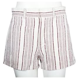 Dior-Cremefarbene und braun gestreifte Dior-Shorts aus Baumwolle und Seide-Roh