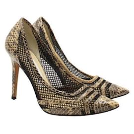 Jimmy Choo-Braune Python- und Mesh-Stiletto-Pumps von Jimmy Choo-Andere