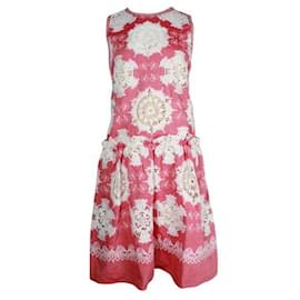 Autre Marque-Vivienne Tam Red Cotton Dress with Ivory Embroidery and Pockets-Multiple colors