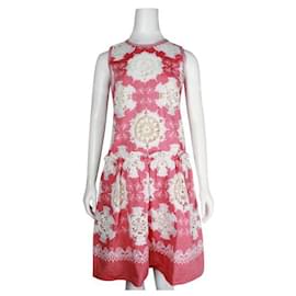 Autre Marque-Vivienne Tam Red Cotton Dress with Ivory Embroidery and Pockets-Multiple colors