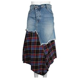 Autre Marque-Mini saia jeans lavada SJYP do designer contemporâneo com flanela-Outro