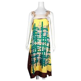 Tsumori Chisato-Tsumori Chisato Seidenkleid mit farbenfrohem Aufdruck – Schulterträger in Krokodiloptik-Mehrfarben