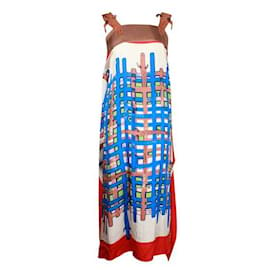 Tsumori Chisato-Vestido de seda con estampado colorido Tsumori Chisato - Tirantes de cocodrilo-Multicolor