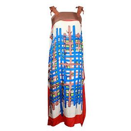 Tsumori Chisato Robe en soie imprimée colorée - Bretelles crocodile Multicolore