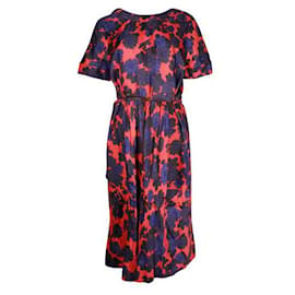 Autre Marque-Zeitgenössisches Designer-Kleid mit rotem und dunkelblauem Druck-Mehrfarben