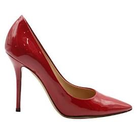 Salvatore Ferragamo-Salvatore Ferragamo Red Pointed Toe Patent Leather Heels-Red