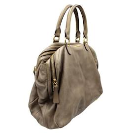 Miu Miu-Miu Miu Light Brown Tote/ Shoulder Bag with Four Compartments-Brown