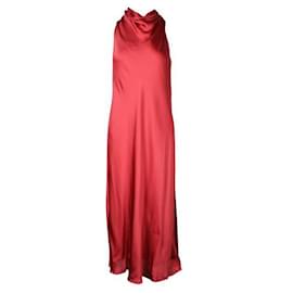 Autre Marque-Vestido maxi de seda vermelha de designer contemporâneo-Vermelho