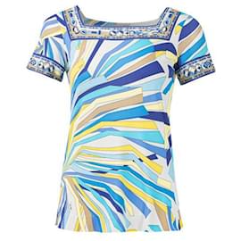 Emilio Pucci-Blusa decote cúbico azul com estampa Paisley Emilio Pucci-Azul