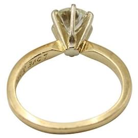 Autre Marque-Contemporary Designer Vintage Gold Engagement Ring With Diamond-Golden