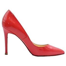 Christian Louboutin-Christian Louboutin Coral Patent Leather Classic Pointed Toe Heels-Coral