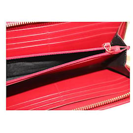 Saint Laurent-Portefeuille long zippé en cuir rouge Saint Laurent-Rouge