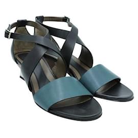 Marni-Marni Leather Sandals With Wooden/ Mirror heels-Green