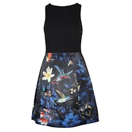 Alice + Olivia-alice + olivia negro/ Vestido estampado azul marino-Multicolor
