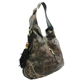 Gucci-Bolsa Hobo Gucci grande de couro Python com borla de bambu-Outro