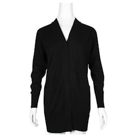 Autre Marque-Cardigan nero in cashmere con maniche raglan di design contemporaneo-Nero