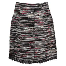 Chanel-Chanel black, White, Beige & Red Knee Length Tweed Skirt-Multiple colors