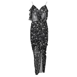Autre Marque-Maxi abito nero metallizzato floreale della stilista contemporanea Veronica Beard-Nero