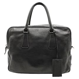 Prada-Prada Black Leather Travel Briefcase-Black