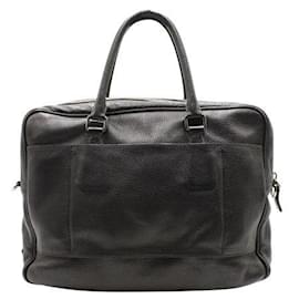 Prada-Prada Black Leather Travel Briefcase-Black