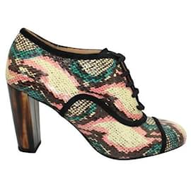 Dries Van Noten-Dries Van Noten Colorful Snakeskin Lace-Up Boots-Multiple colors