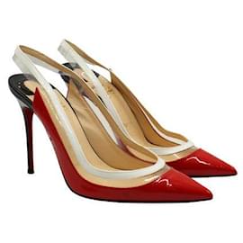 Christian Louboutin-Zapatos destalonados con adorno de PVC de charol rojo Paulina de Christian Louboutin-Roja