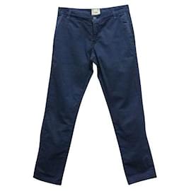 Fendi-Fendi Navy Blue Straight Leg Long Pants-Blue