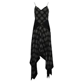Diane Von Furstenberg-DVF  Black And White Print Summer Dress With Navy Panels-Black