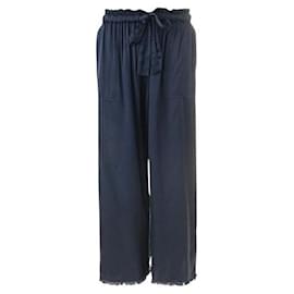 Autre Marque-Pantaloni con coulisse con frange di design contemporaneo-Blu navy