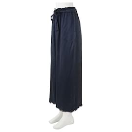 Autre Marque-Pantalon à cordon de serrage à franges de créateur contemporain-Bleu Marine
