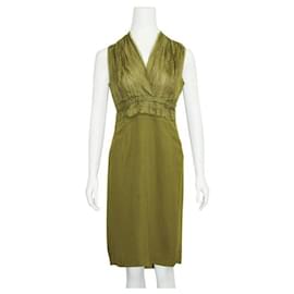 Alberta Ferretti-Alberta Ferretti Olive Green Silk Midi Dress-Green