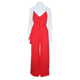 Alice + Olivia-Alice + Olivia Red Jumpsuit With Spaghetti Shoulder Straps-Red