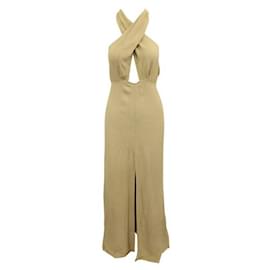 Reformation-Reformation Light Brown Maxi Dress With Front Opening-Brown