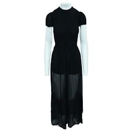 Reformation-Reformation Short Sleeves Jumpsuit Dress-Black