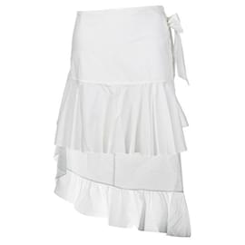 Autre Marque-Contemporary Designer Wrap Around Tiered Skirt-White
